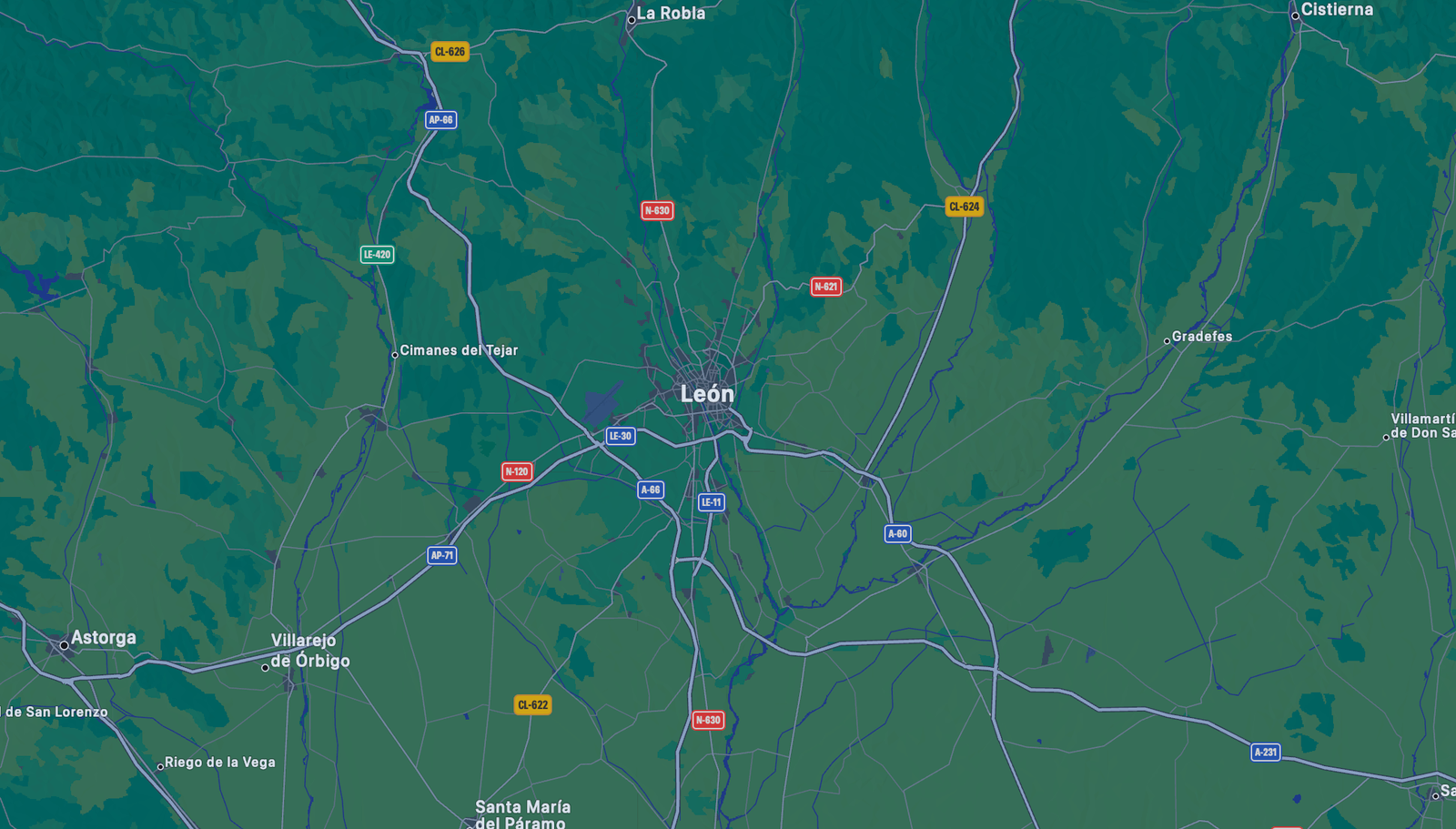 Mapa de la provincia de León, España - Ubicación de Yeguada Gaspar Crego